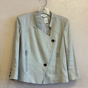 Helmut Lang Linen Blend Assymetrical Gray Linen Jacket Size 6